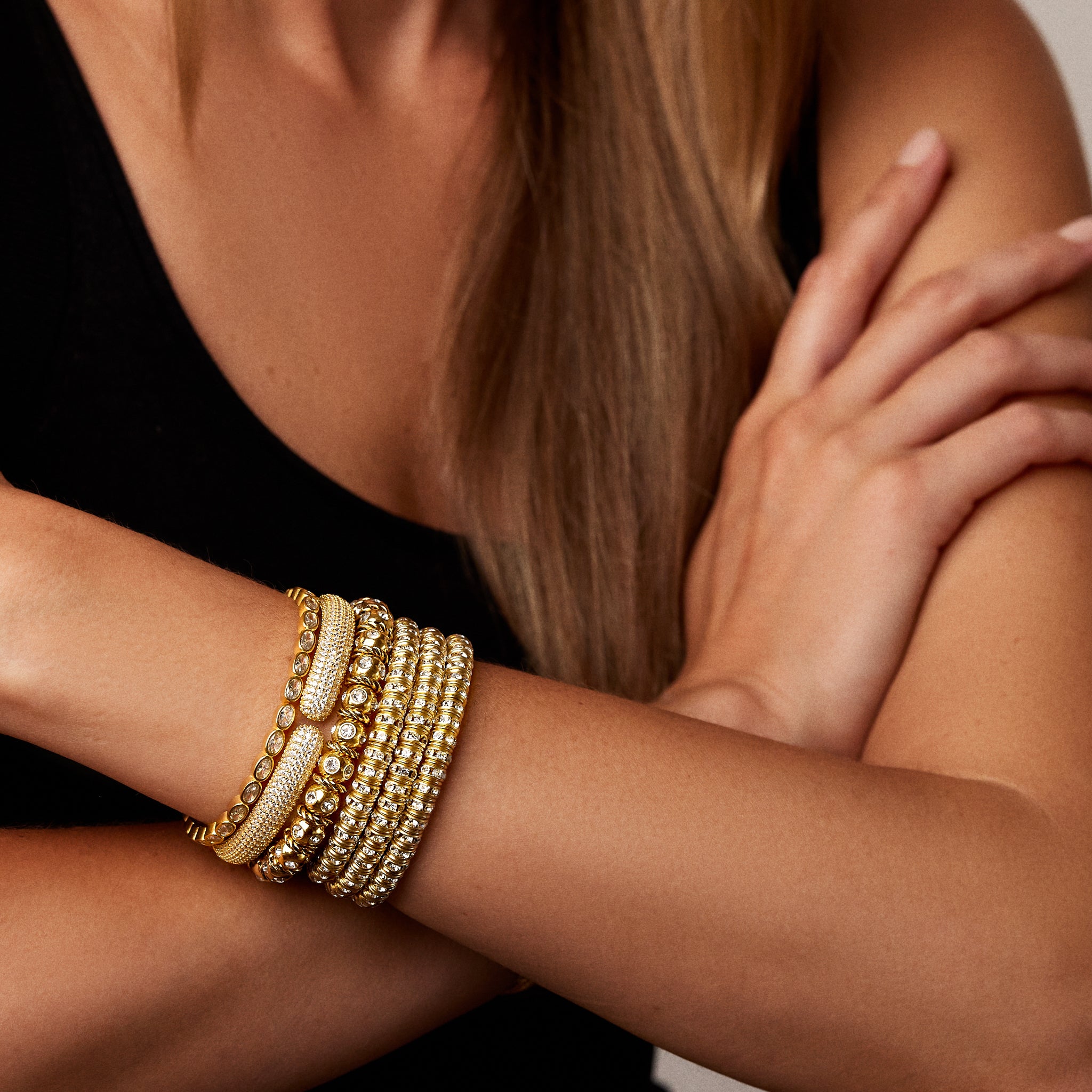 Crystal Double Layered 18k Gold Plated Tennis Bracelet – Ettika