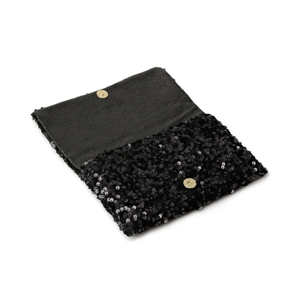 Merrichase sequin clutch in black