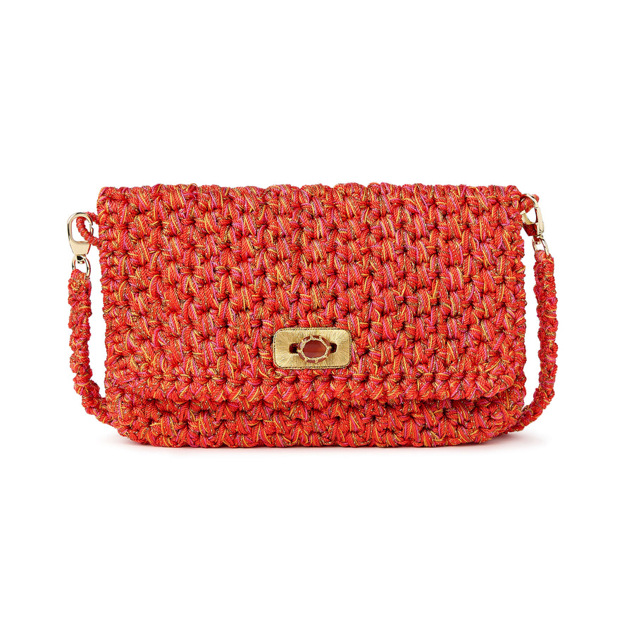 Merrichase woven clutch in coral