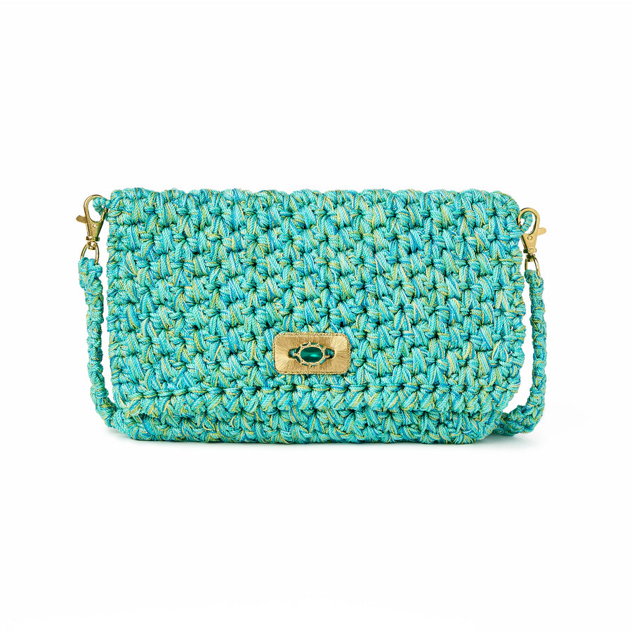 Merrichase woven clutch in turquoise