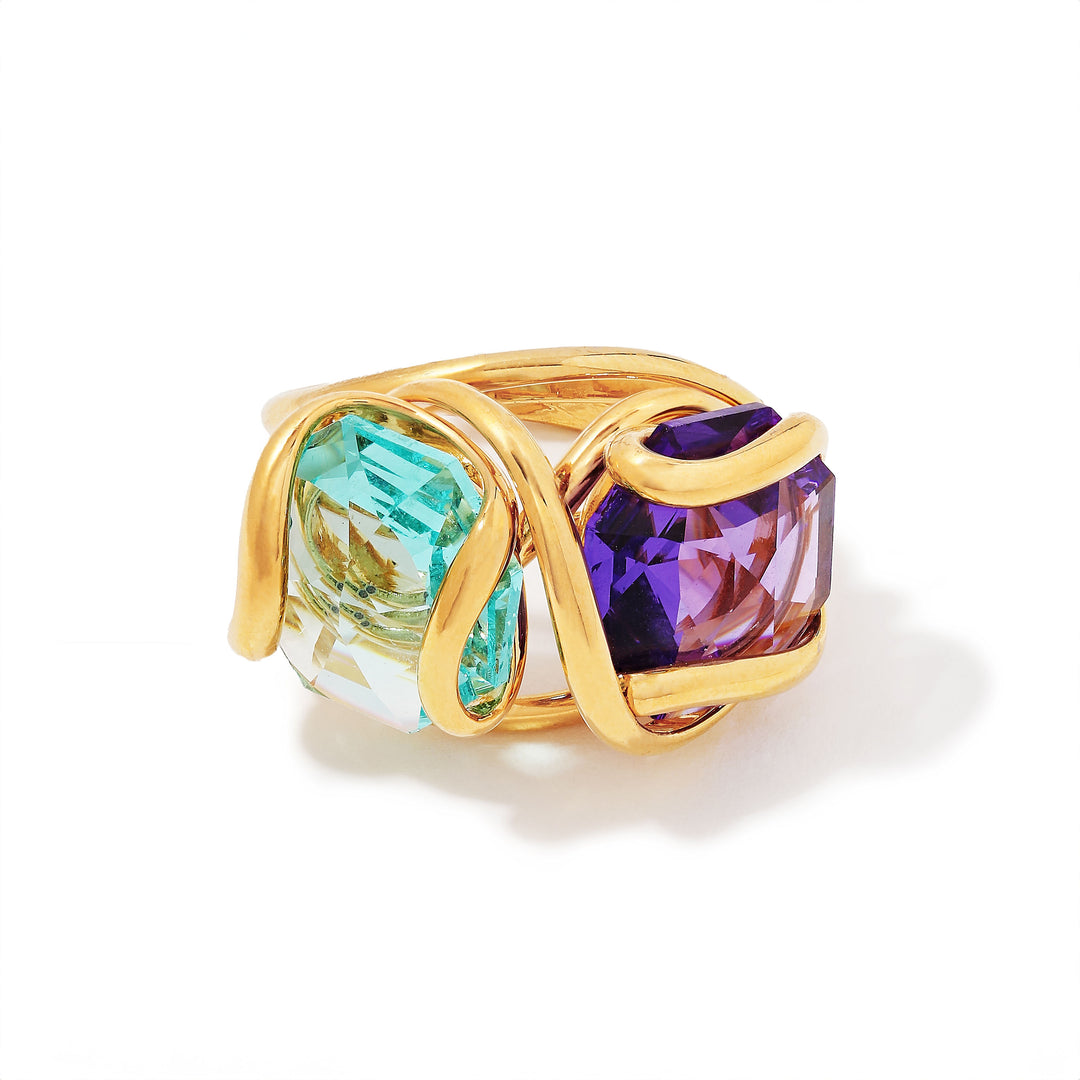 Merrichase Double Beacon Ring in amethyst and peridot