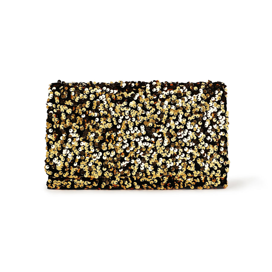 Merrichase sequin clutch in bronze