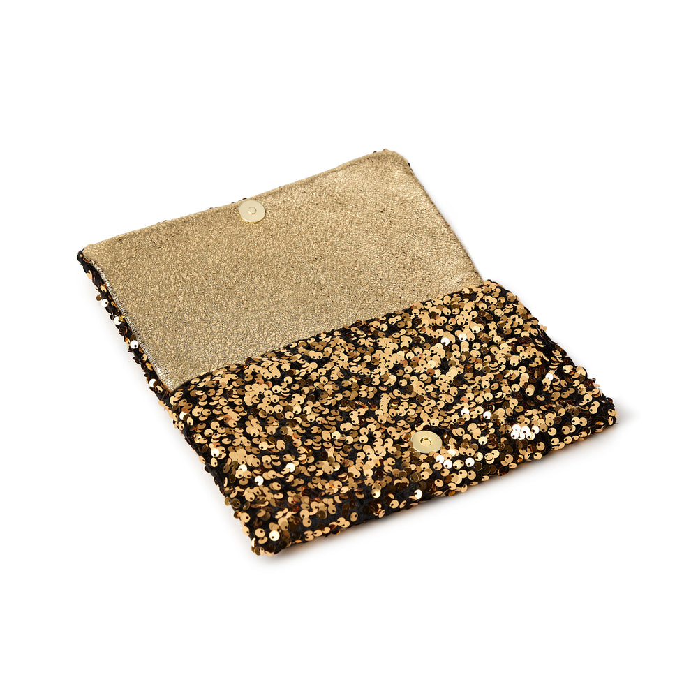 Merrichase sequin clutch in bronze